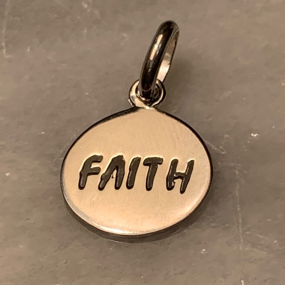 Round Silver 'Faith' Pendant Charm - Women's Necklace Accent